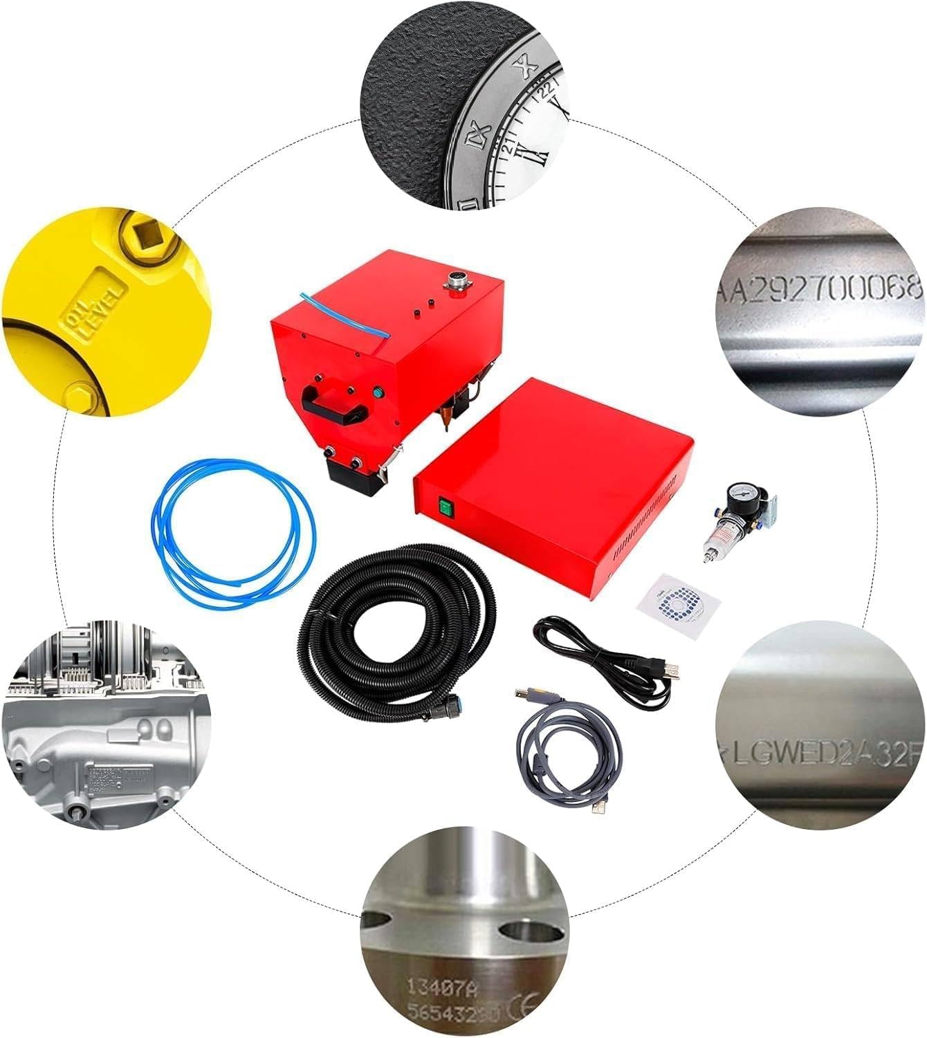 Pneumatic Dot Peen Marking Machine for Metal Engraving - Electric Steel Plate Marking Tool for VIN, Code, Chassis Number & Industrial Applications