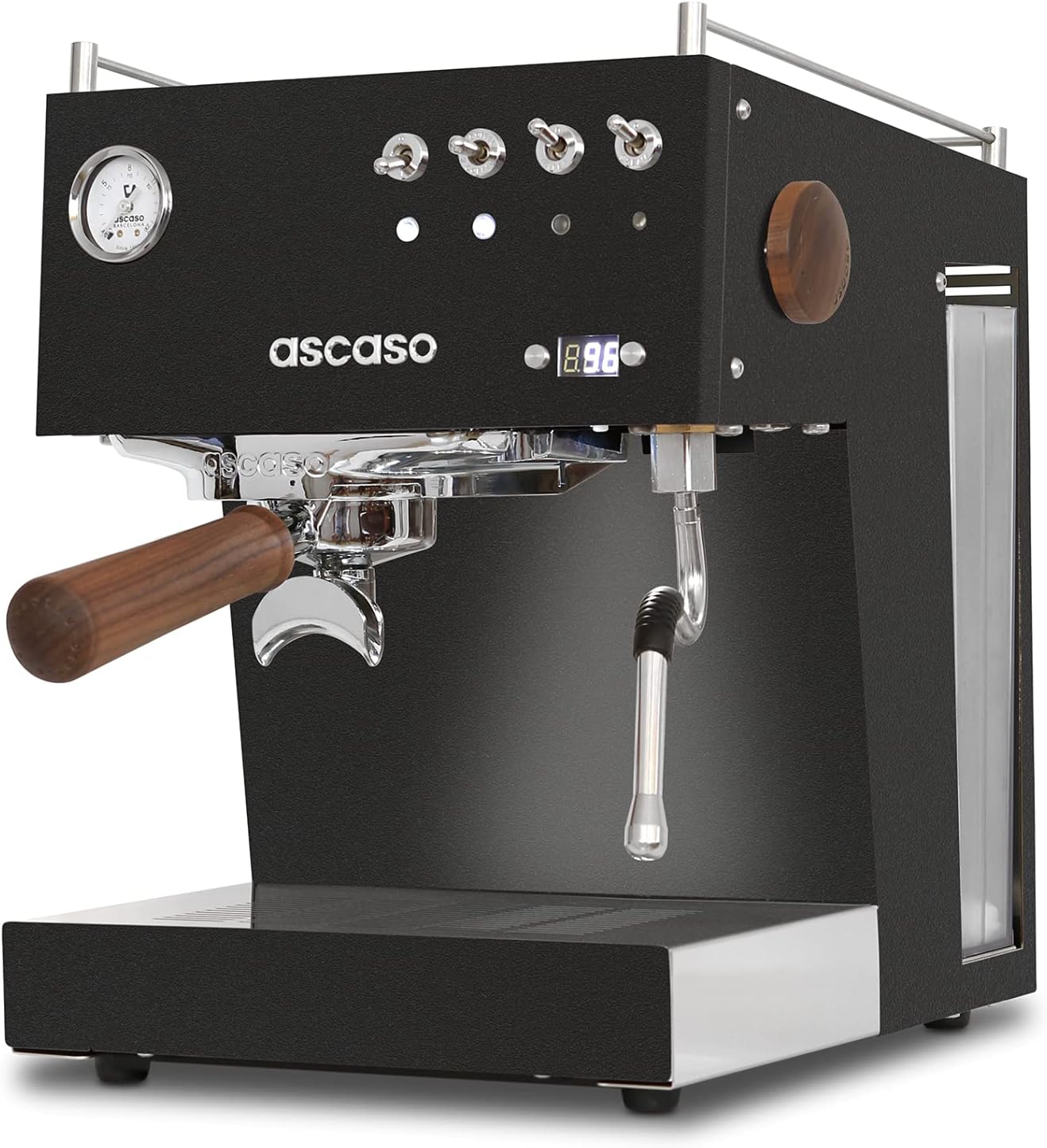Front view of Ascaso Steel UNO PID Espresso Machine with controls
