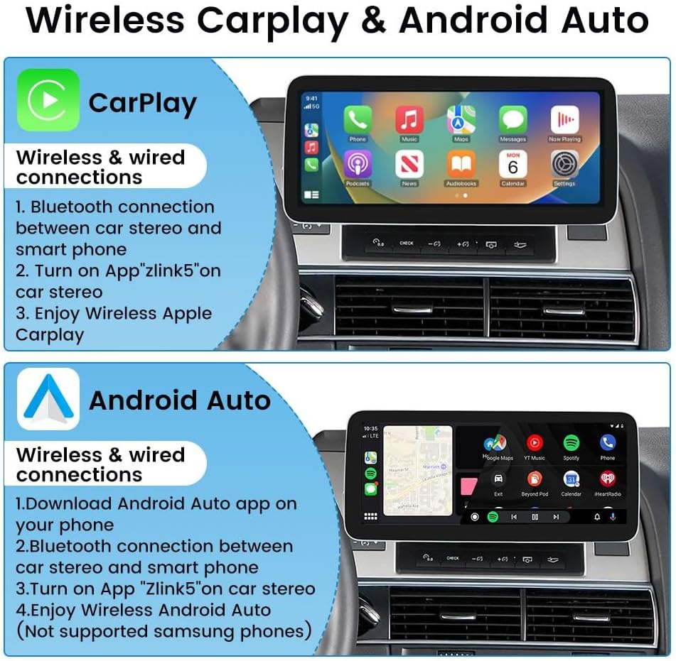 for Audi A6 2009-2011 12.3" Octa Core 4G+32G Car CarPlay Android Auto Navigation Android Stereo GPS Radio Display IPS Touchscreen Headunit Tablet Media Player