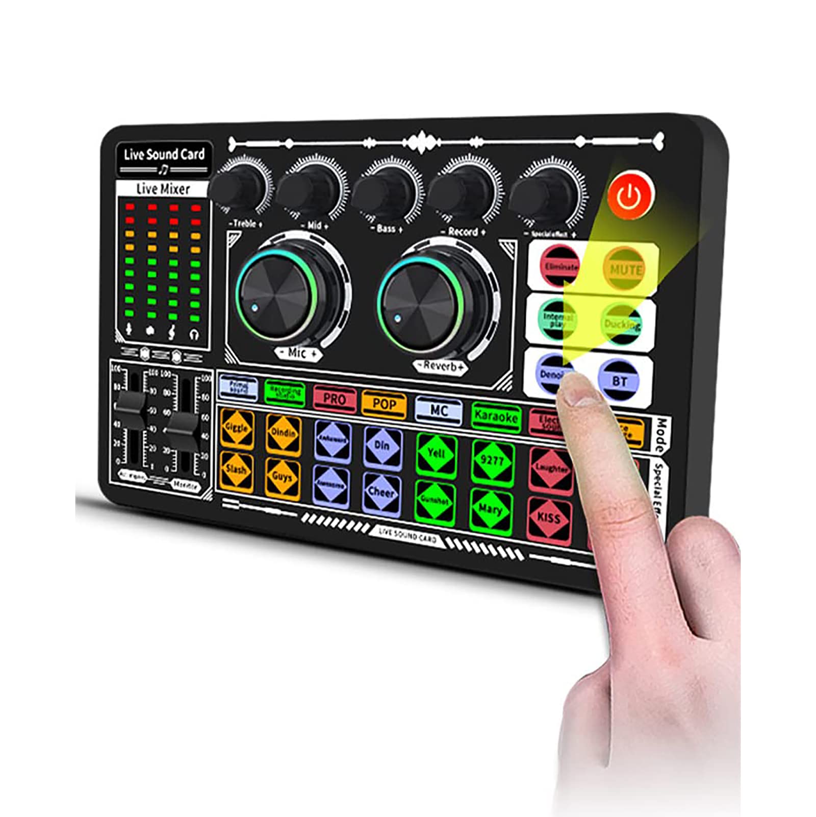 TsoLay Mixer Audio Stereo Bluetooth, Scheda Audio Live con Riduzione del Rumore con Effetti Mixer DJ E Cambio Voce E Interfaccia Audio, per Streaming, Podcast, Giochi, PC, Studio Di Registrazione