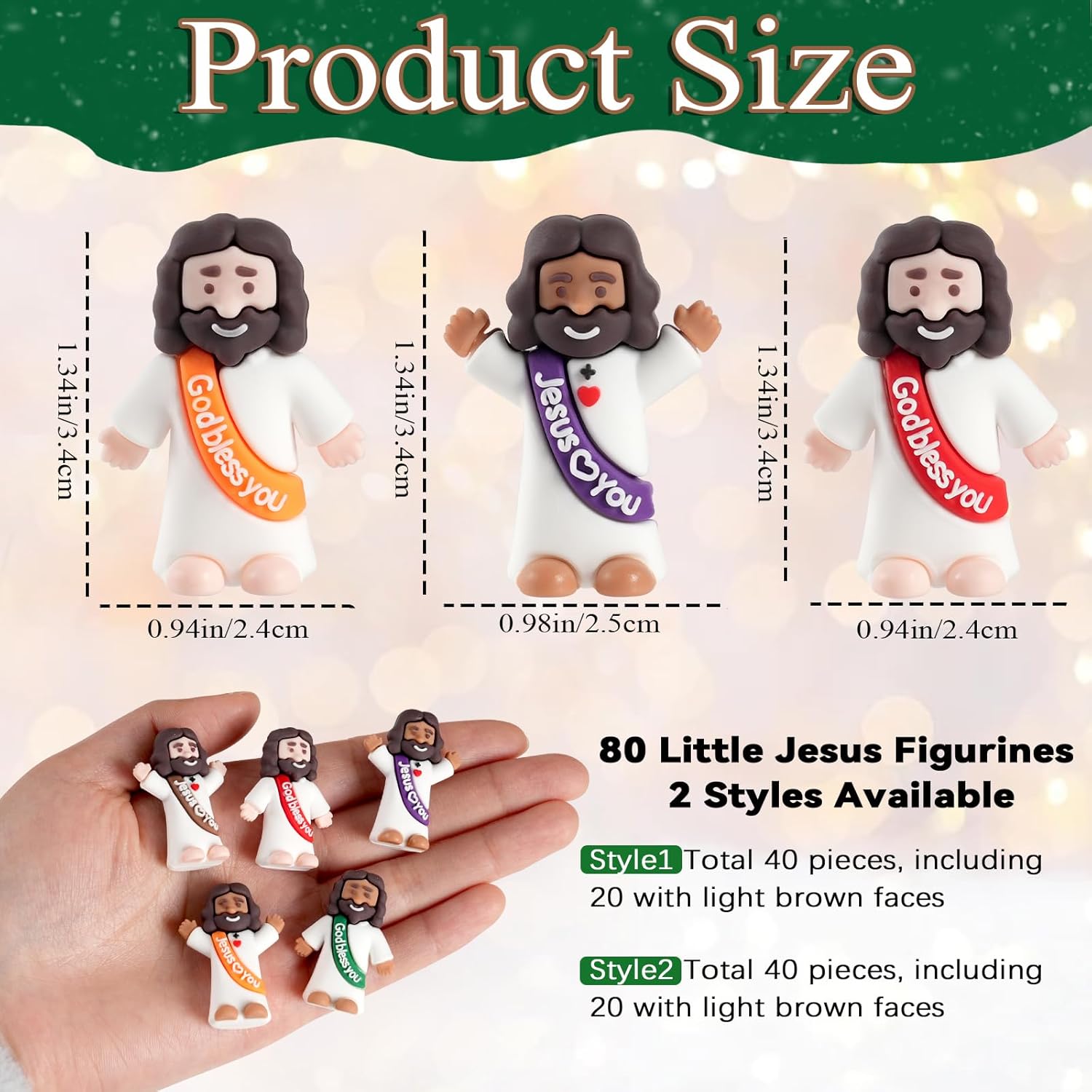 80pcs Little Jesus Figures, Multicolor Mini Figurines in Bulk, Tiny Baby Jesus Rubber Toys to Hide and Seek for Valentine's Day Gifts, Easter Egg Hunts, Sunday School Supplies, Kids & Adults