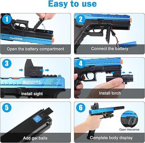 Miniatura 4 de Jayol JM-X2 - Juguete eléctrico de gel JM-X2 mejorado bola lanzadora de salpicaduras con 25000 bolas de gel y gafas de seguridad para actividades al