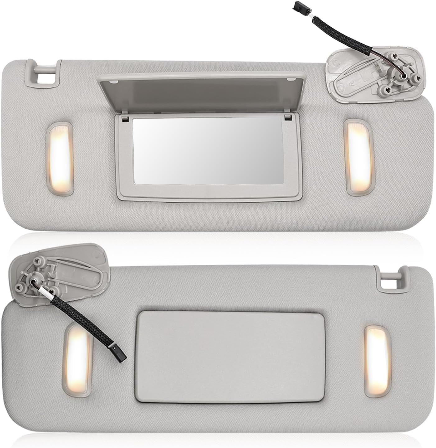 Pair Grey Sun Visor W/Light Passenger Driver Side Compatible with Suburban 1500 2500 Tahoe Sierra Yukon/XL Escalade 2007-2014 22850306 22850310
