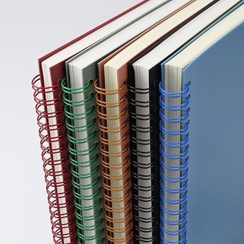 Miniatura 5 de Paquete de 5 cuadernos en espiral de 8.3 x 5.7 pulgadas, 80 hojas de cuaderno de rayas universitarias con cubierta impermeable de plástico, diario