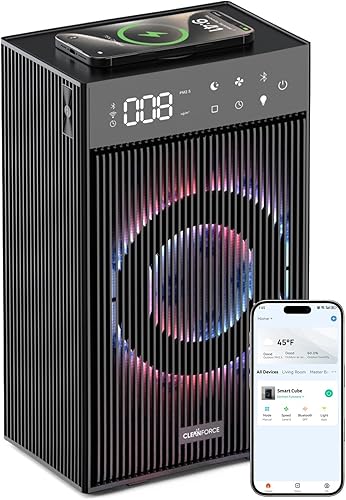 Vista 10 de CleanForce - Purificador de aire extra grande para el hogar, habitación grande, purificador de aire HEPA H13 con carbono, cubre 3000 pies cuadrados