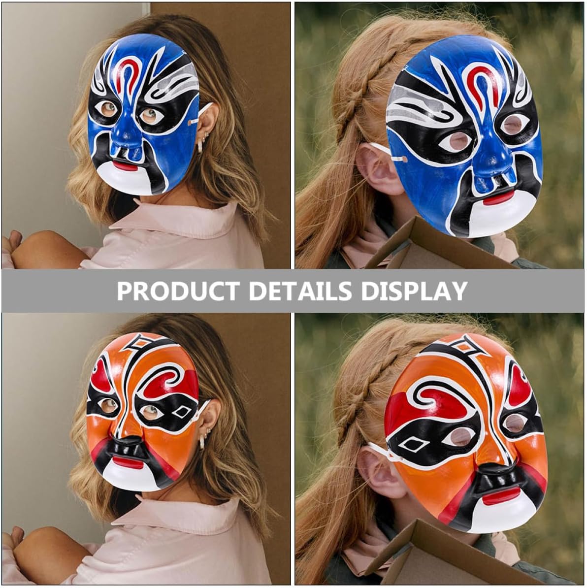 Unomor 2pcs Opera Mask Wall Ornament Decorative Chinese Style for Parties