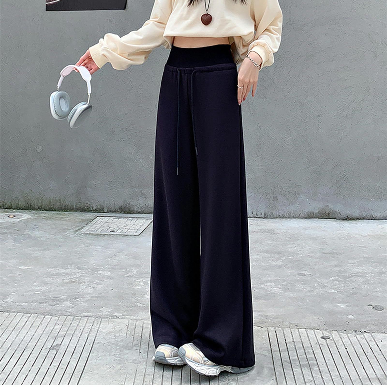 Pantalone Donna Pantaloni da Jogging Femminile Pantaloni Sportivi con Gamba Dritta Che Corrono Pantaloni Casual Elastico-Velluto Nero-s
