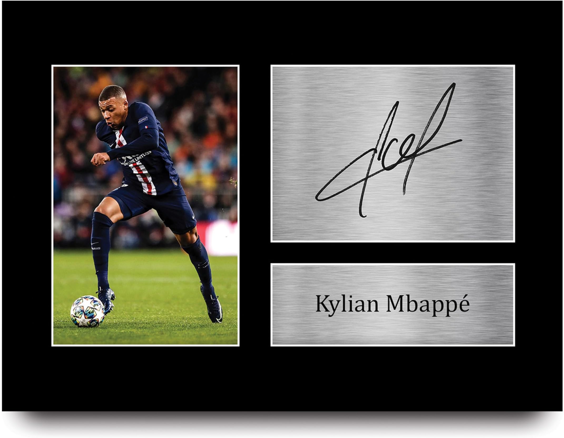 HWC Trading Kylian Mbappe Paris Blue and Reds Gifts Printed Signed Autograph Picture for Football Fans and Supporters - A4