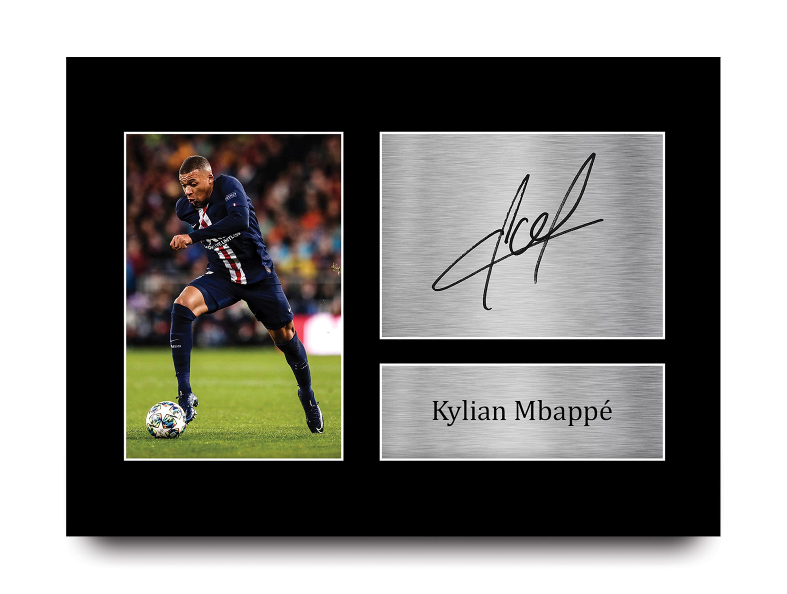 HWC Trading Kylian Mbappe Paris Blue and Reds Gifts Printed Signed Autograph Picture for Football Fans and Supporters - A4