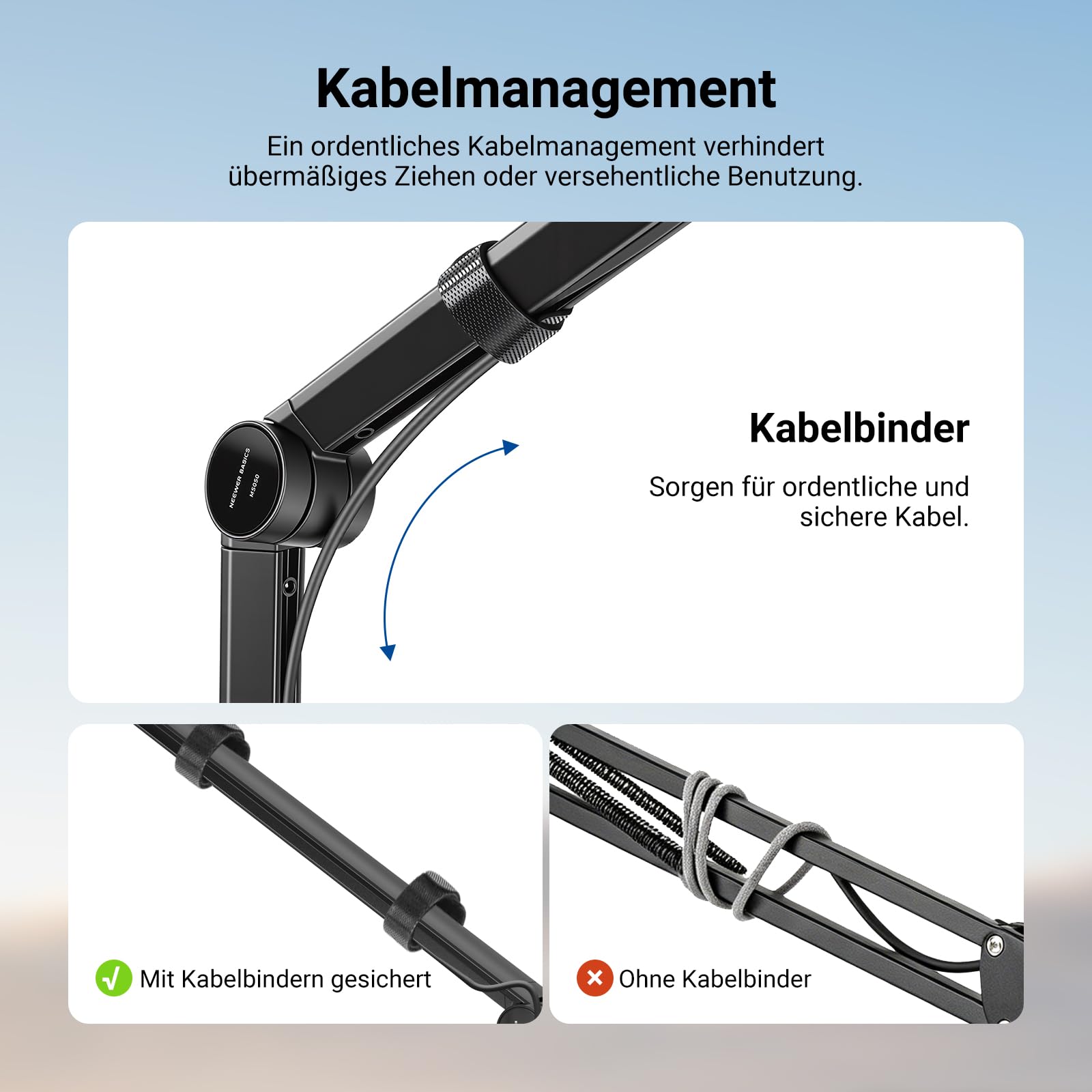 NEEWER BASICS Mikrofon Boom Arm, 78cm flexibler Microphone Tischständer Halterung, kompatibel mit Blue Yeti FIFINE AM8 K669B HyperX QuadCast S SoloCast AT2020 Shure SM7B MV7 für Gaming Streaming MS050
