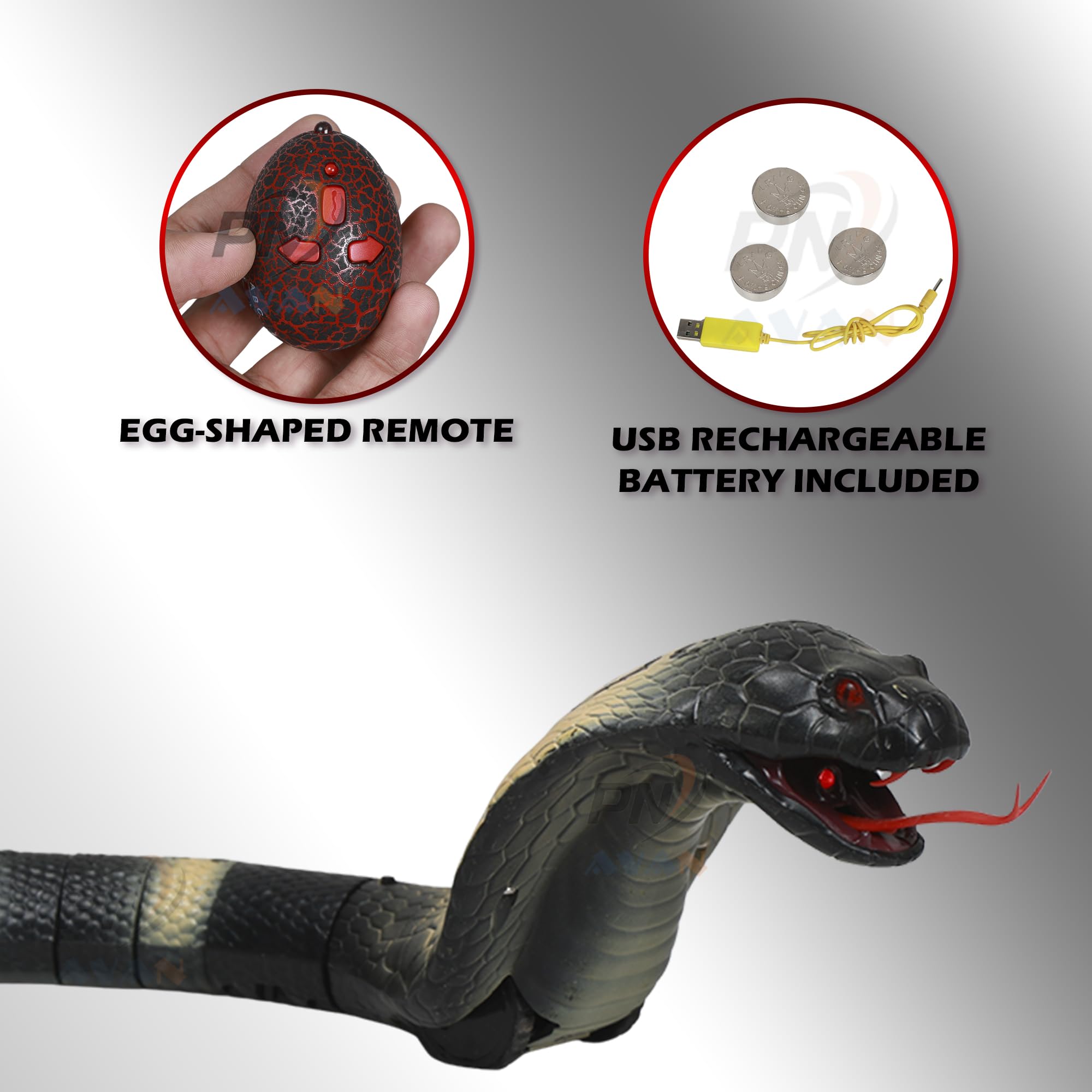 PN AVAN Remote Control Snake Toy, RC Realistic Cobra Joke Trick Prank, Electric Controlled Snake for Cat Pet, Kid's Boy's Adult's Funny Birthday Gift (Blue) 1