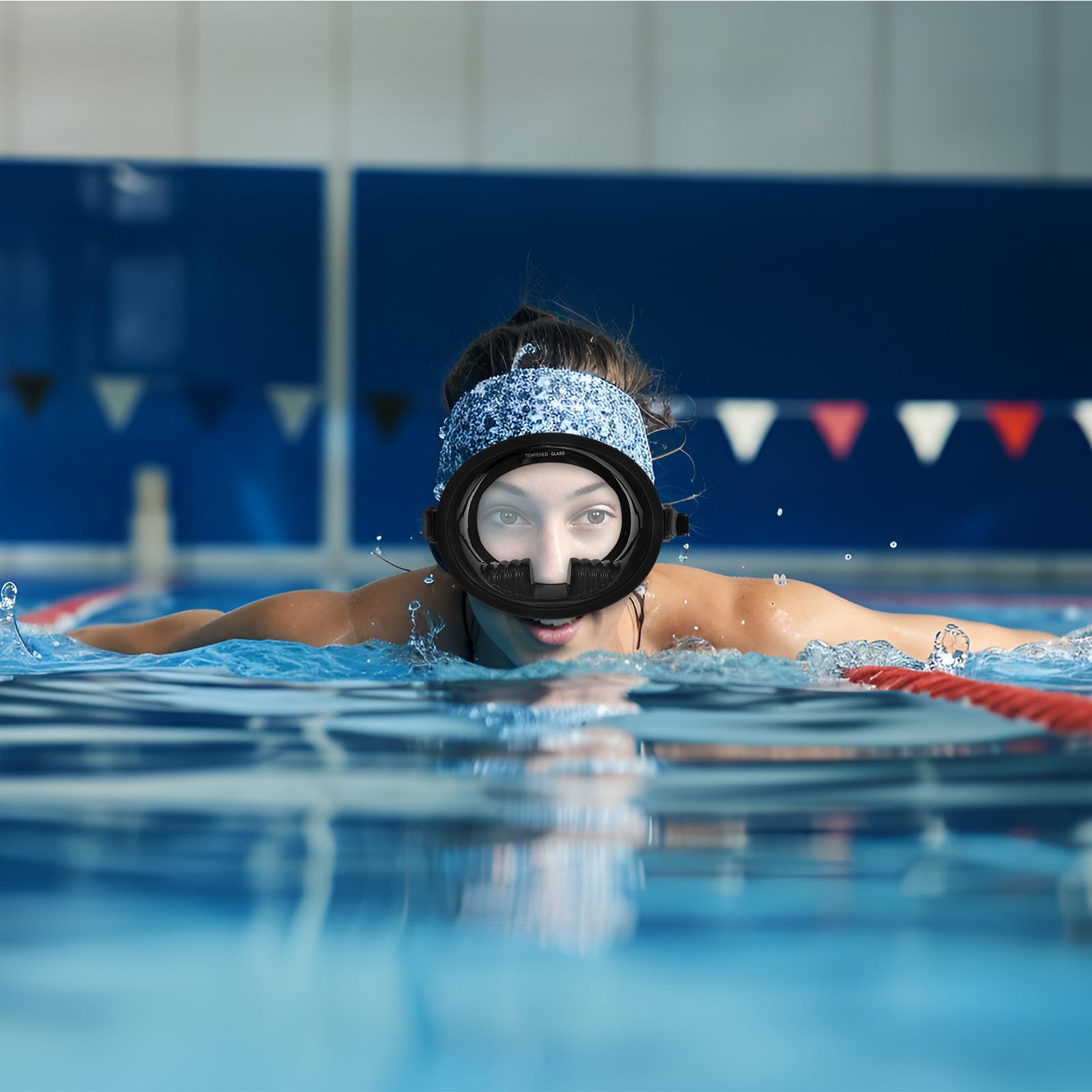 SHERCHPRY Maschera da Immersione Antiappannamento Viste Panoramiche Larghe in Silicone e Vetro Temperato per Nuoto e Subacquea