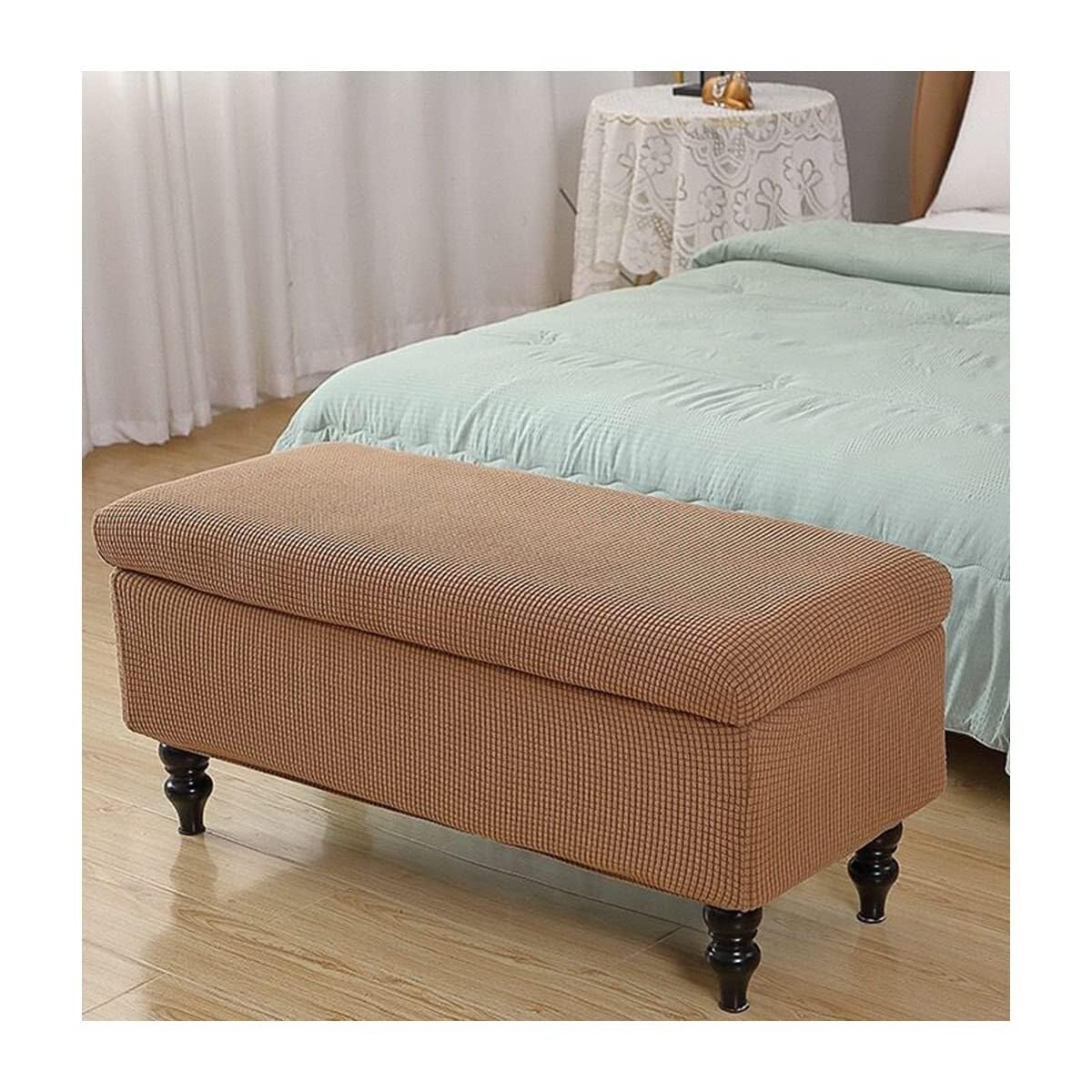 Housse de banc de repose-pieds pliable camel pour un salon toujours ordonné