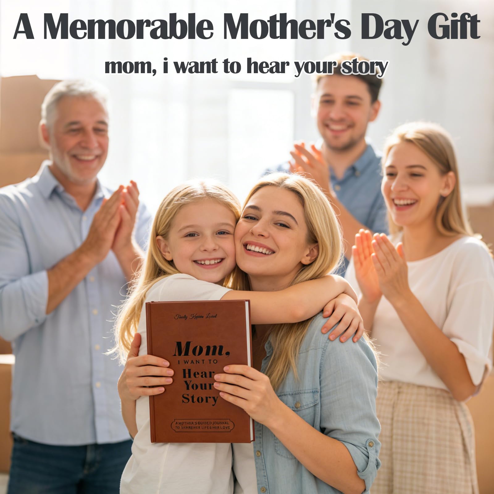Hyhuiyin Mum, I Want To Hear Your Story, A Mother's Guided Journal To Share Her Life & Her Love Tell Me Your Story Mum Leather Wrapped Hardback Ribbon Bookmark Meaningful Memory For Mom Great Gift - Image 2