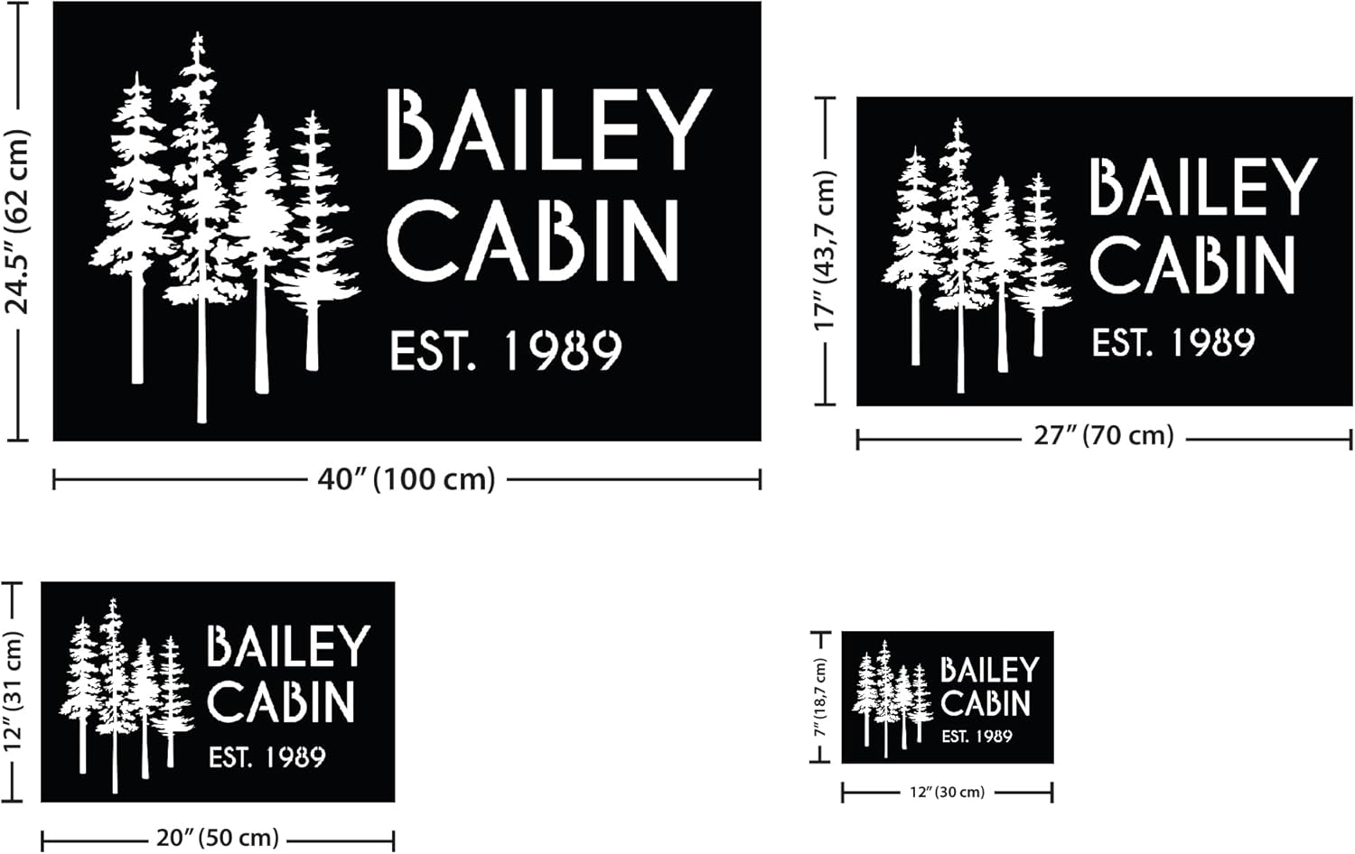 Personalized Metal Cabin Wall Art, Custom Pine Tree Metal Sign, Last Name Sign for Outdoor, Farmhouse Decor, Forest Design Family Name Sign, Mountain House Sign, Over Fireplace Art, Housewarming Gift