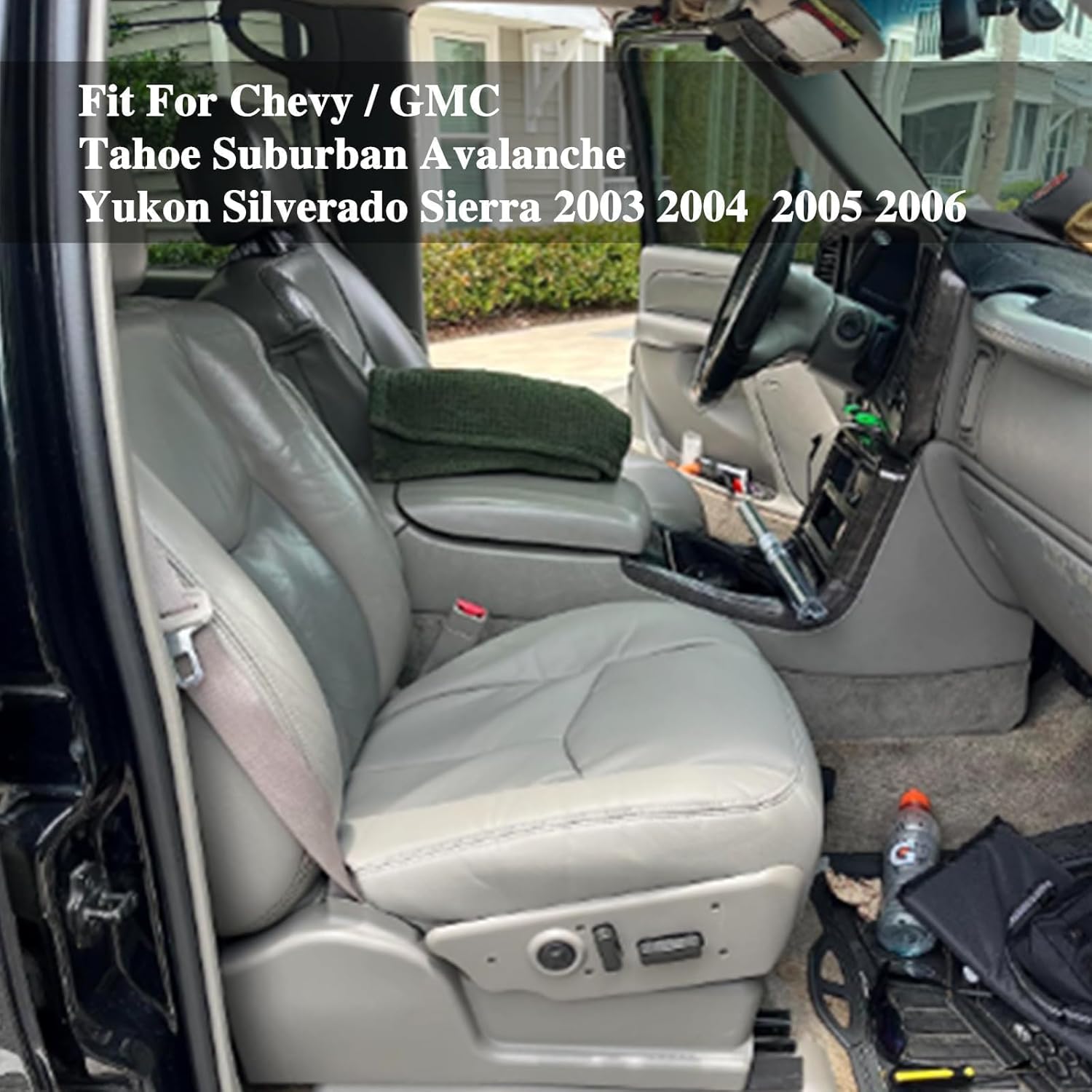 SecosAutoparts Passenger Bottom Seat Cover Gray Compatible with Chevy Silverado Sierra Tahoe Suburban Avalanche Yukon Yukon XL 2003 2004 2005 2006