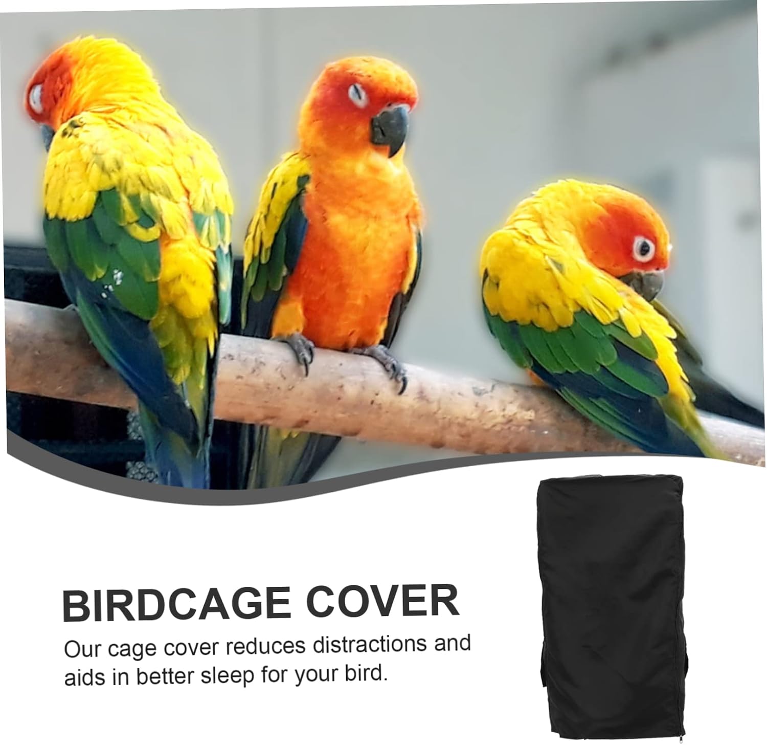 Birdcage Cover Black Windproof Rainproof Cage Protector for Parrots Cockatiels Breathable Warm Pet Bird Cage Cover with Neat Seams Easy Install Machine Washable