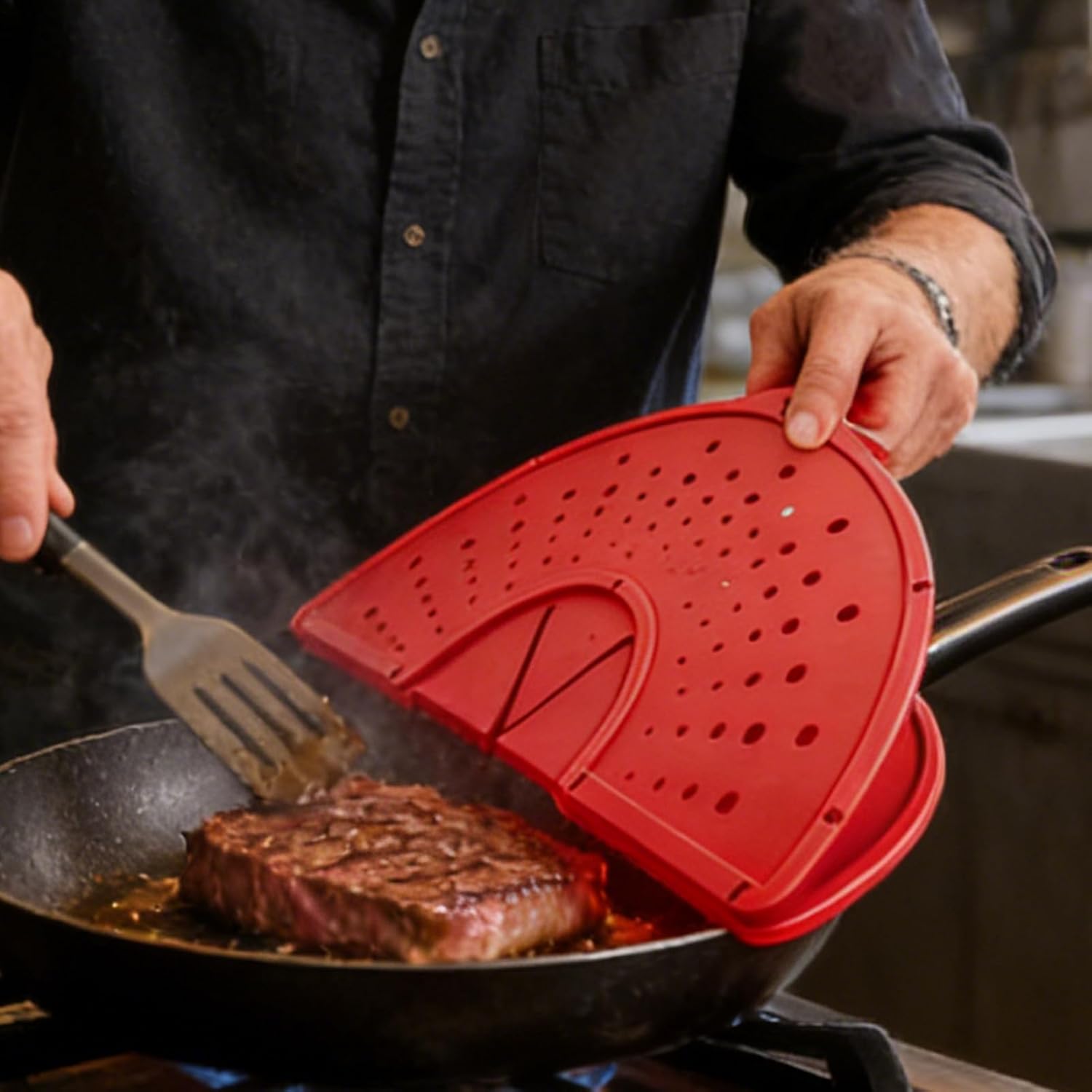 Silicone Splatter Screen For Frying Pan, Heat-Resistant, 36x32.5x1cm, Frying Pan Splatter Guard, Silicone Splàtter Guard, Multi-Purpose Kitchen, For Cooking, Boiling, Steaming