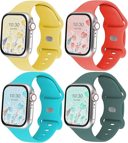 Compatible con correas de Apple Watch de 1.496in, 1.575in, 1.614in, 1.654in, 1.732in, 1.772in, correa de repuesto deportiva de silicona suave