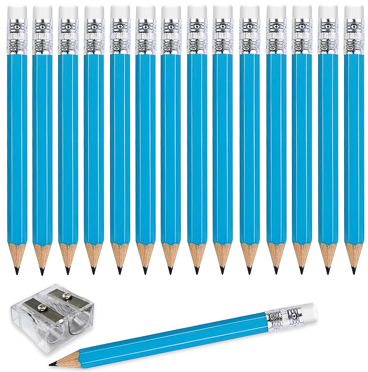 Adhere 25pcs Golf Pencils with Eraser Pre sharpened Hexagon half Wooden Pencils Graphite 2B for Golf Event Scoring,Classroom,Wedding,Company Meetings,