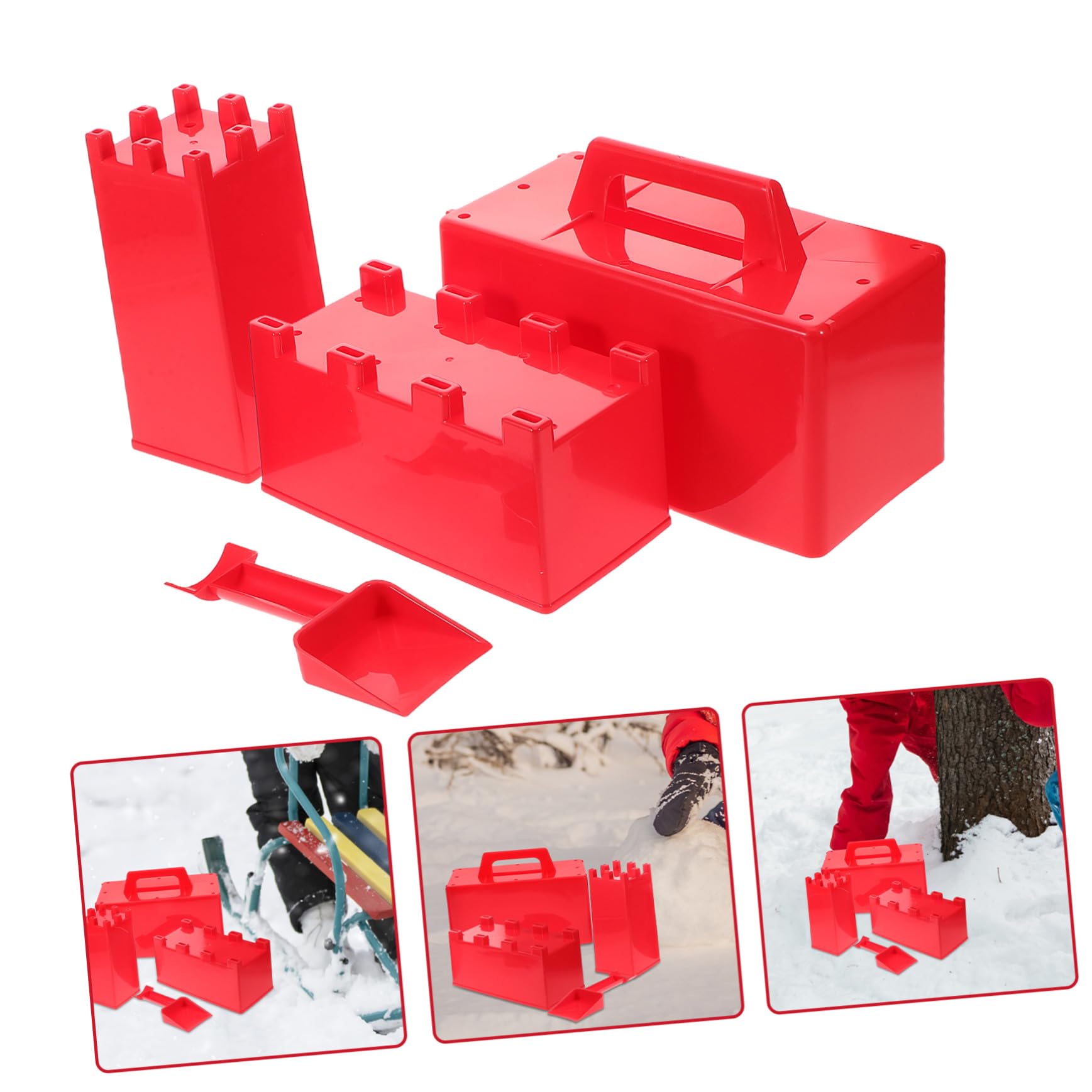 ERINGOGO Juego de Juguetes de Nieve para Niños Molde de Castillo y Pala de Plástico Resistente al Frío para Exteriores en Invierno y Construcción de Arena