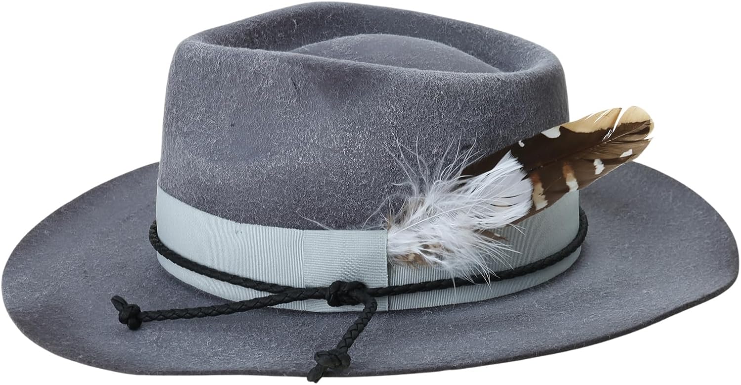 Distress Fedoras Hat for Male Women Party with Belt Roleplay Costume Cowboy Hats HippiesHat Stage Costume