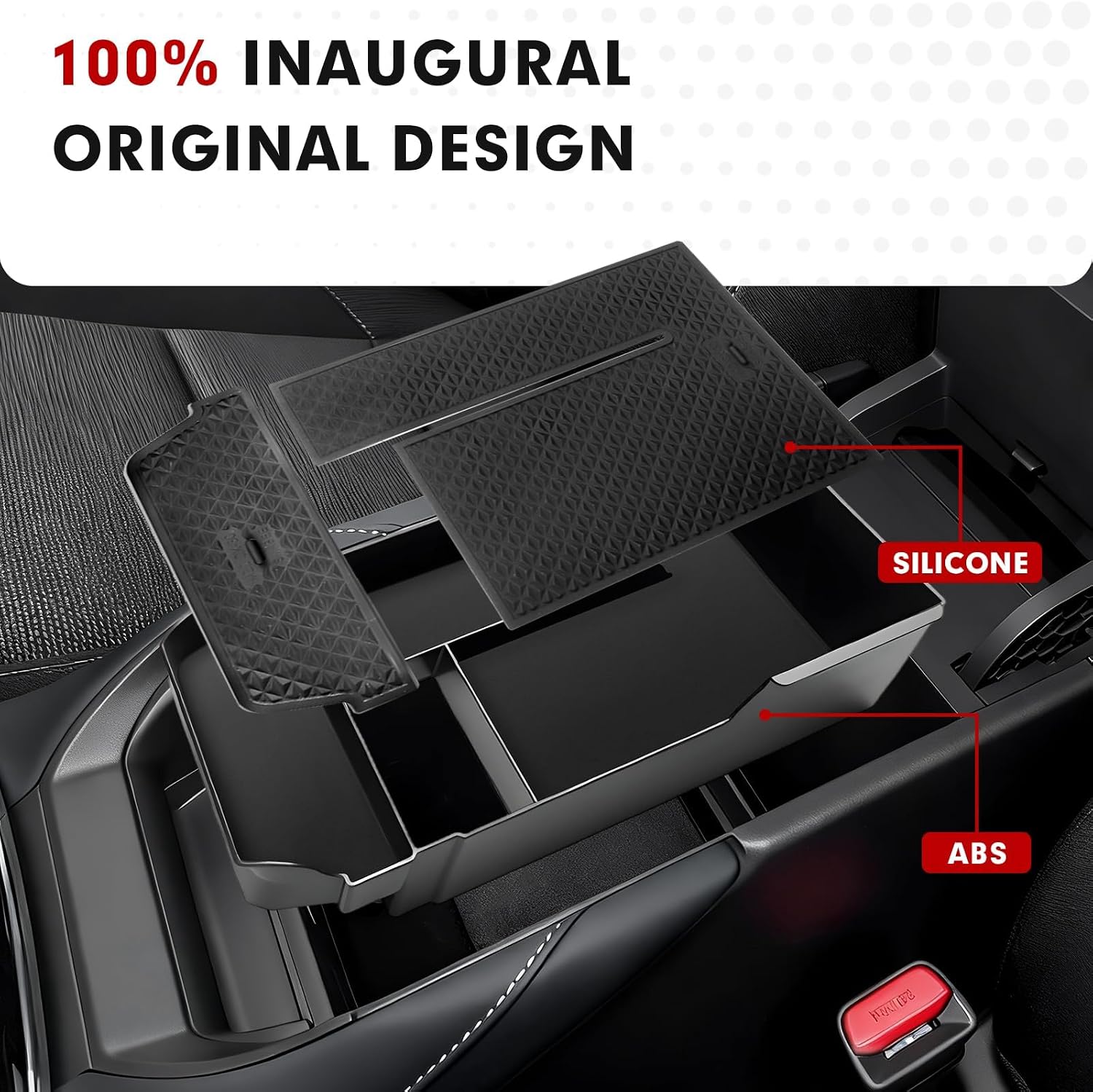 Autorder Center Console Organizer for Mazda CX30 2020-2026 Accessories - Armrest Storage Box Secondary Insert Tray with Black Anti-Slip Mat