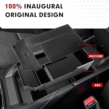 Autorder Center Console Organizer for Mazda CX30 2020-2026 Accessories - Armrest Storage Box Secondary Insert Tray with Black Anti-Slip Mat