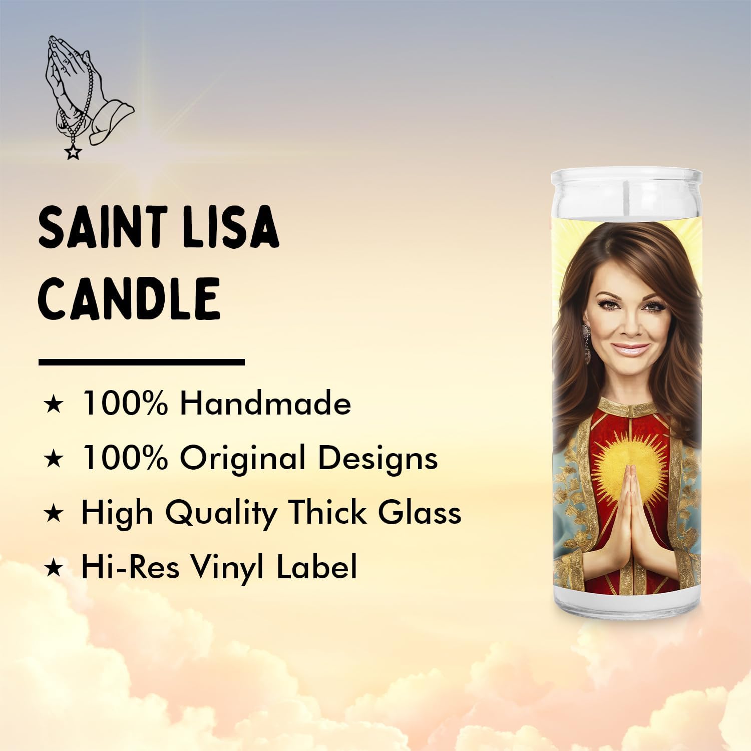 Lisa V Celebrity Glass Jar Candle – Unscented Handmade Soy Wax Votive Candle – Unique Gift for Rules Reality TV Show Lovers – Home Decor Collectible for Living Room & Office