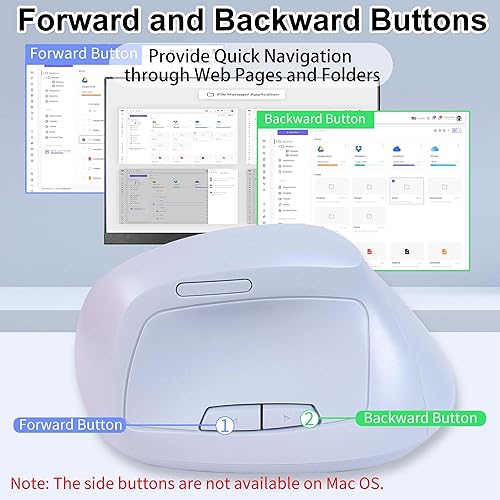 Miniatura 6 de Ratón inalámbrico Bluetooth vertical ergonómico doble modo recargable, silencioso, portátil, de alta precisión, óptico inalámbrico con receptor USB