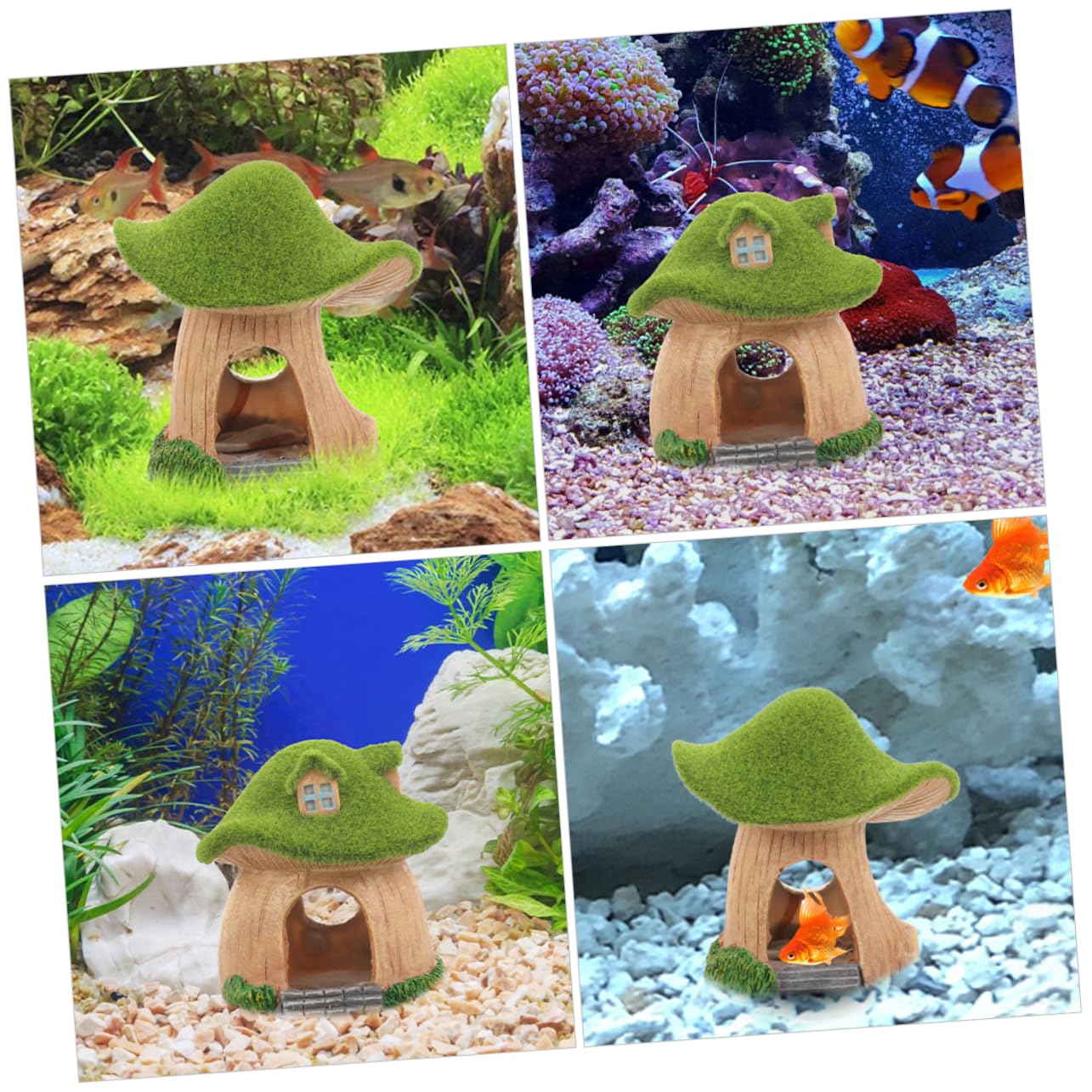 VANZACK 8piezas Casa De Hongos Acuáticos para Peces Refugio Decorativo De Acuario Ventanas Escondite Natural para Peceras Accesorios para Acuarios Peces y Crustáceos