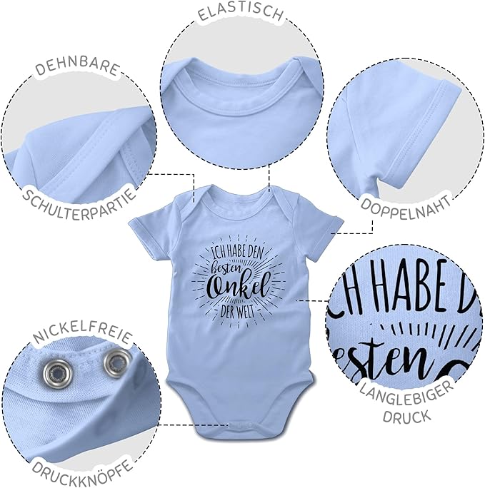Shirtracer Baby Body Langarm - "Süß Schlau Und Witzig Wie Mein Onkel"