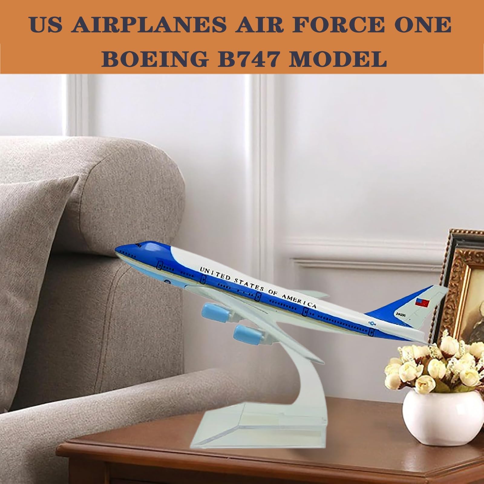 Samolot Air Force One B747 w skali 1/400, modele ze stopu, zestawy samolotów ze stopu odlewania ciśnieniowego ze wsparciem dla entuzjastów lotnictwa, Prezent(B)