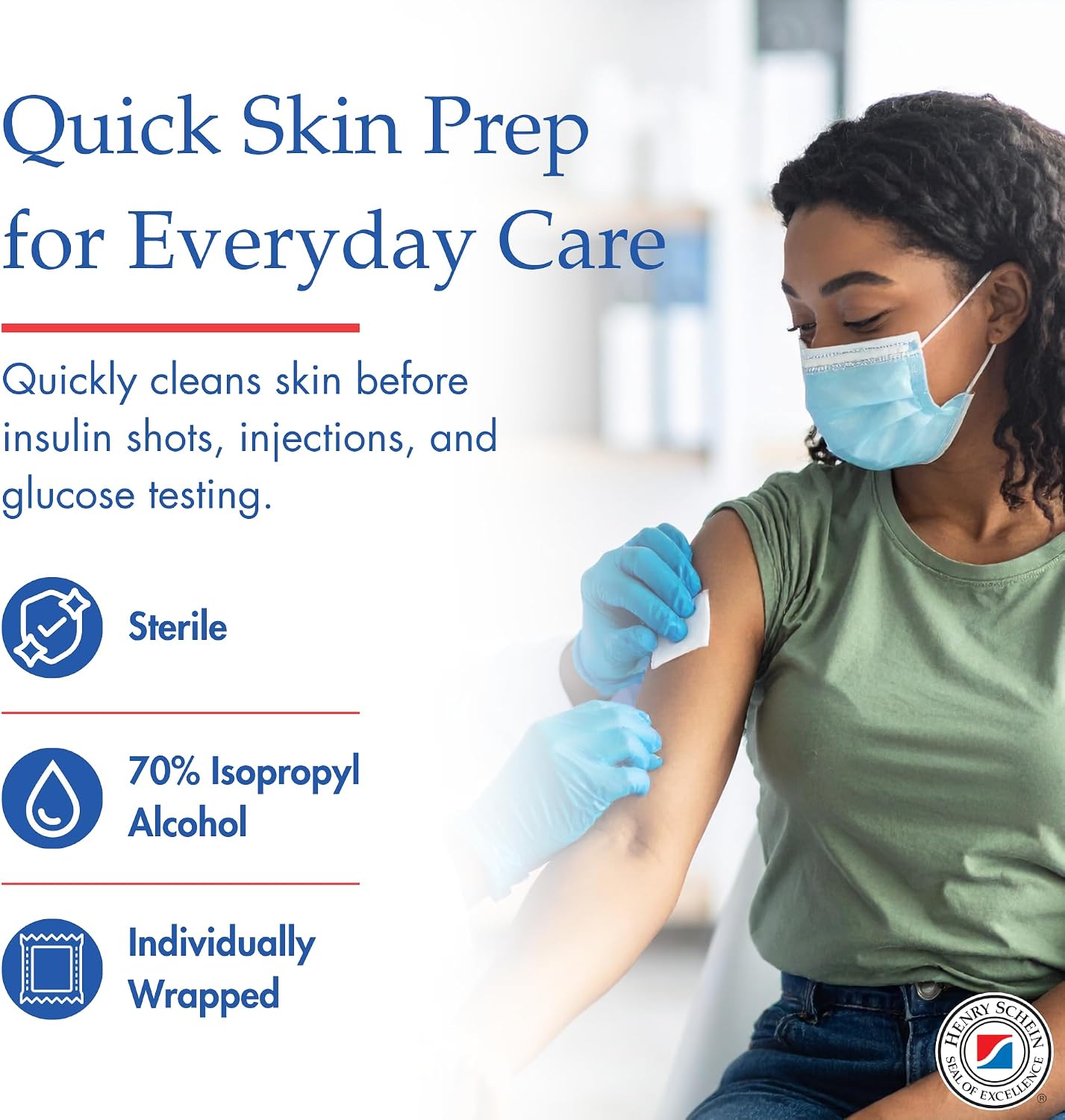 Henry Schein Alcohol Prep Pads, Medium Size, 200 Count - 70% Isopropyl Alcohol, Individually Wrapped, Sterile Wipes for Medical & Everyday Use