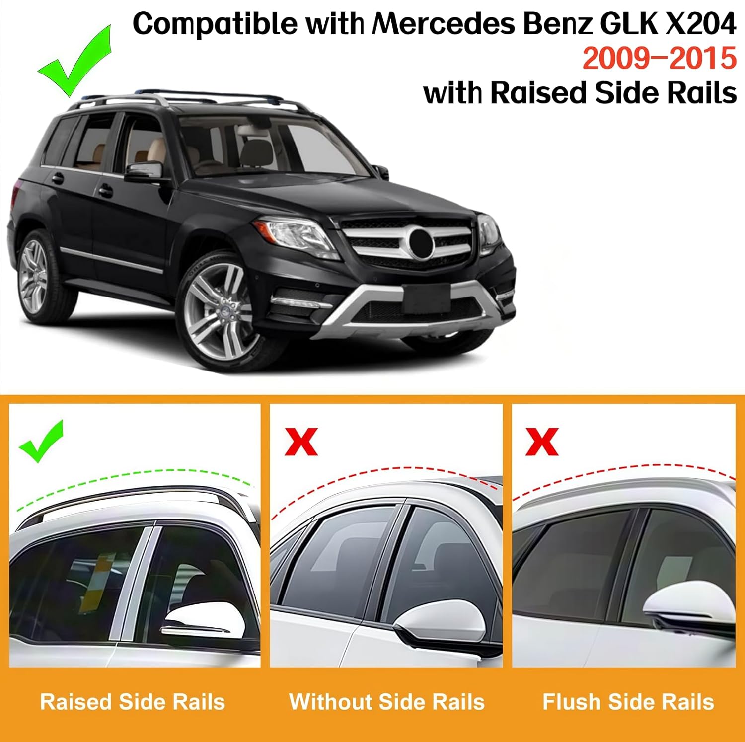 sydsz cross bar roof rack fit for mercedes benz glk x204 2009-2015/mercedes benz gl x164 2006-2012 with raised side rails, heavy duty aluminum roof cross bars rooftop luggage rack