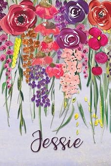 Jessie Personalized Lined Journal - Colorful Floral Waterfall Customized Name Gifts
