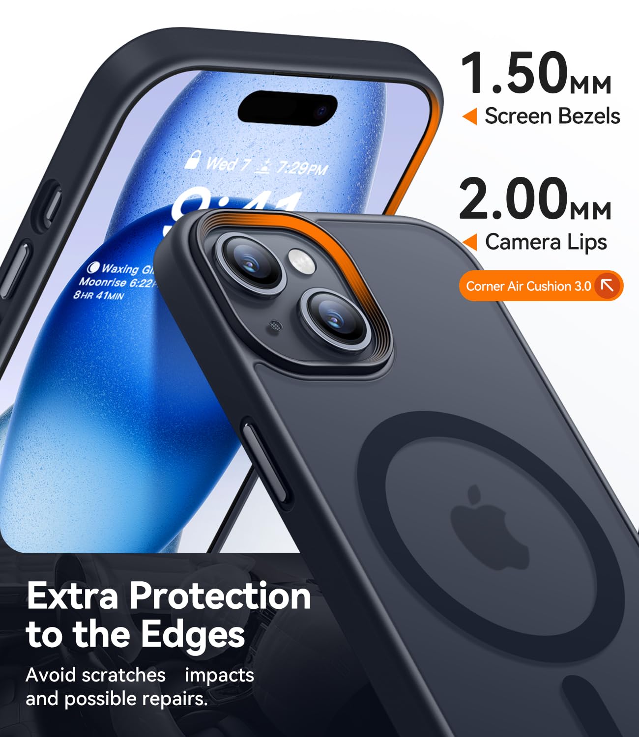 CANSHN Cover Magnetica Opaca per iPhone 15, [Compatibile con MagSafe] Custodia Traslucida Opaca Protettiva Sottile Antiurto - Nero