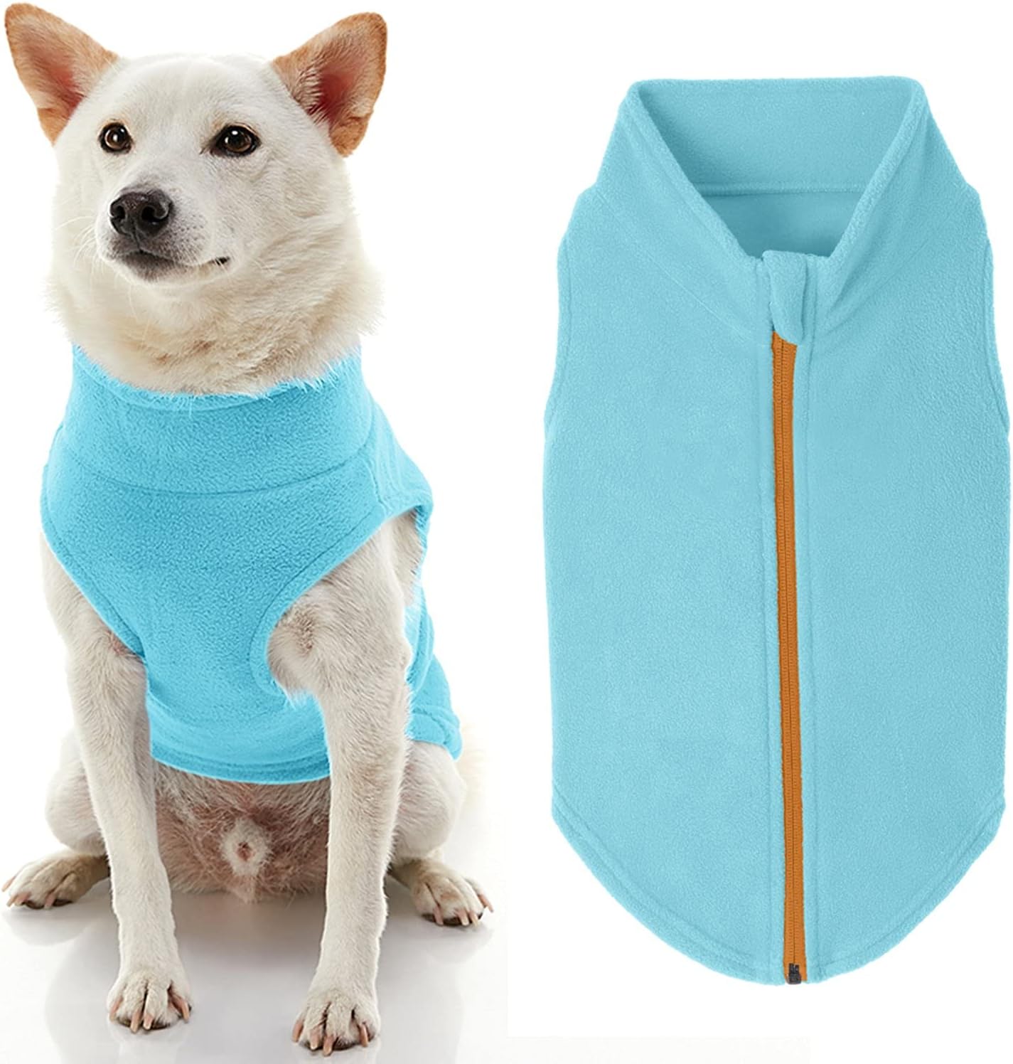 Gooby Zip Up Fleece Dog Sweater, Turquoise, 3X-Large, Warm Pullover Fleece Step-in Dog Jacket Without Ring Leash