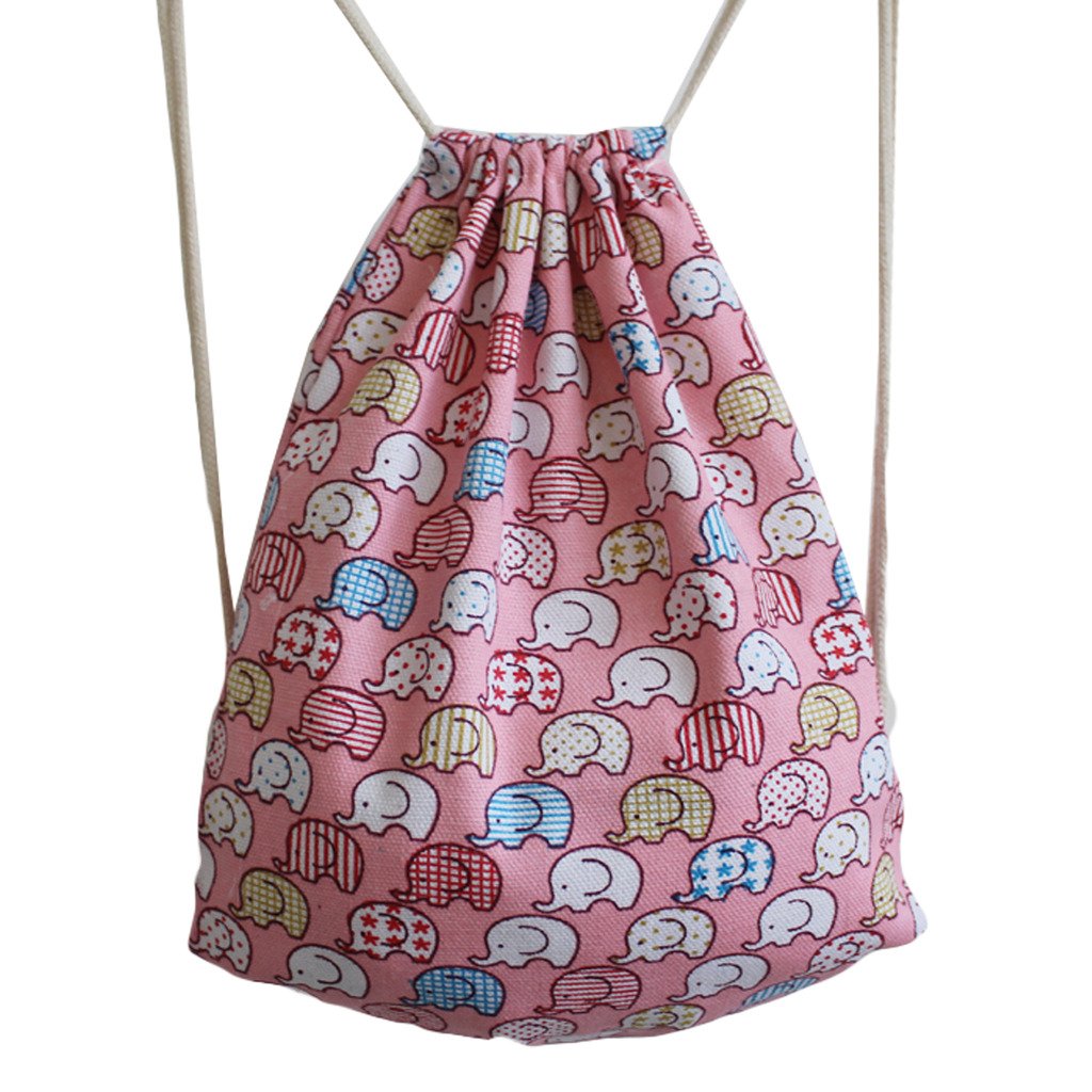 Thinkbay Fashion Canvas Kids Cartoon Printed Drawstring Backpack