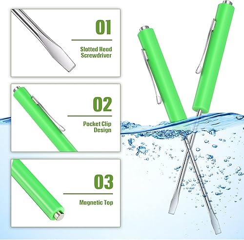 Miniatura 3 de Juego de 5 destornilladores magnéticos de bolsillo con clip, destornillador de cabeza ranurada pequeña, juego de herramientas para aparatos de