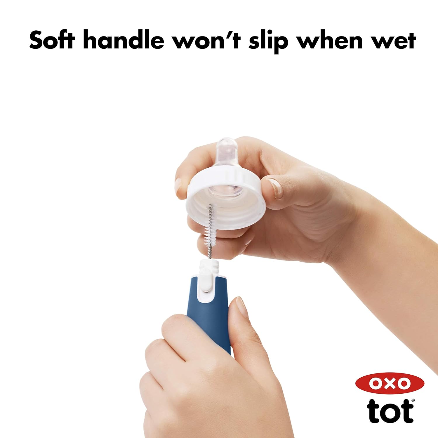 OXO Tot Bottle Brush with Nipple Cleaner, Navy