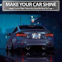 Vista 6 de ZONETECH Marco de Cubierta para Placa de Matrícula con Diamantes de Imitación Brillantes - Negro Clásico Brillante con Cristales de Diamantes