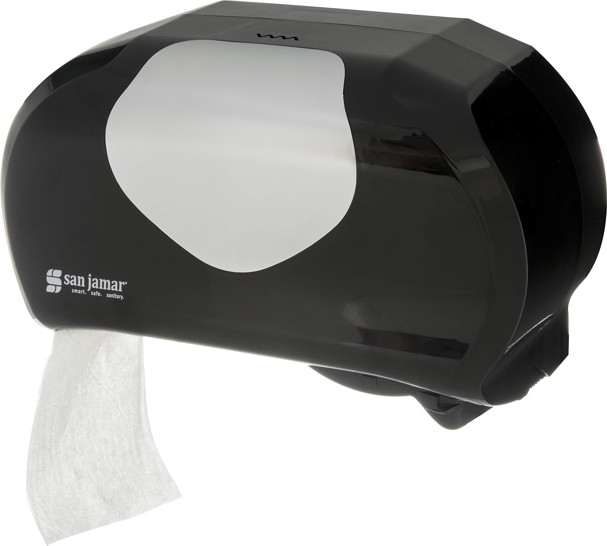 San Jamar R3600TBK Versa Dosificador doble de pañuelos de baño, Mandril de 1.437 pulgadas, perla negra (TTD105), Negro/Acero inoxidable, 1