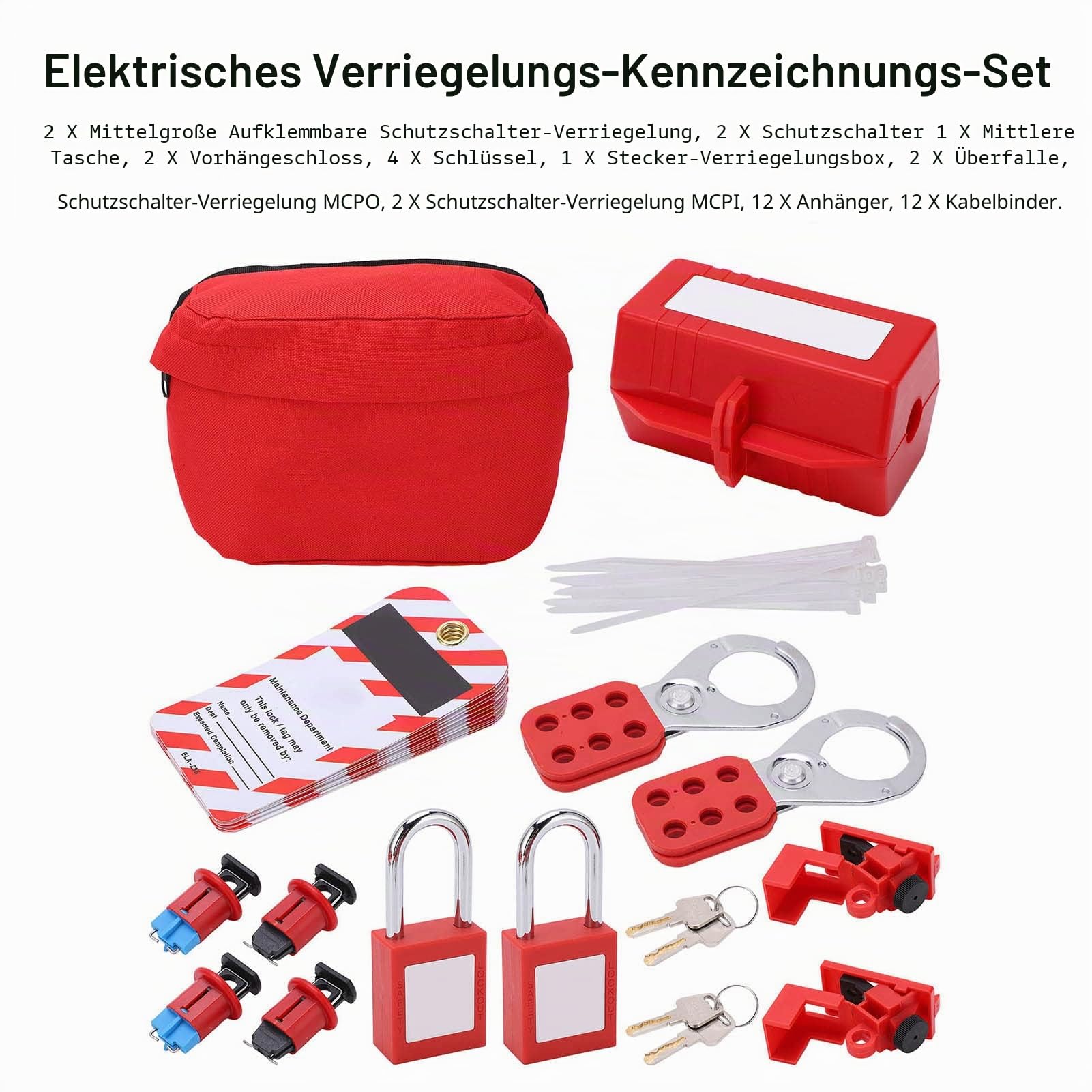 Lockout Tagout Kit für Elektrische Leistungsschalter Verriegelungs und Kennzeichnungssatz Sicherheitsvorhängeschloss Loto Haspel Set
