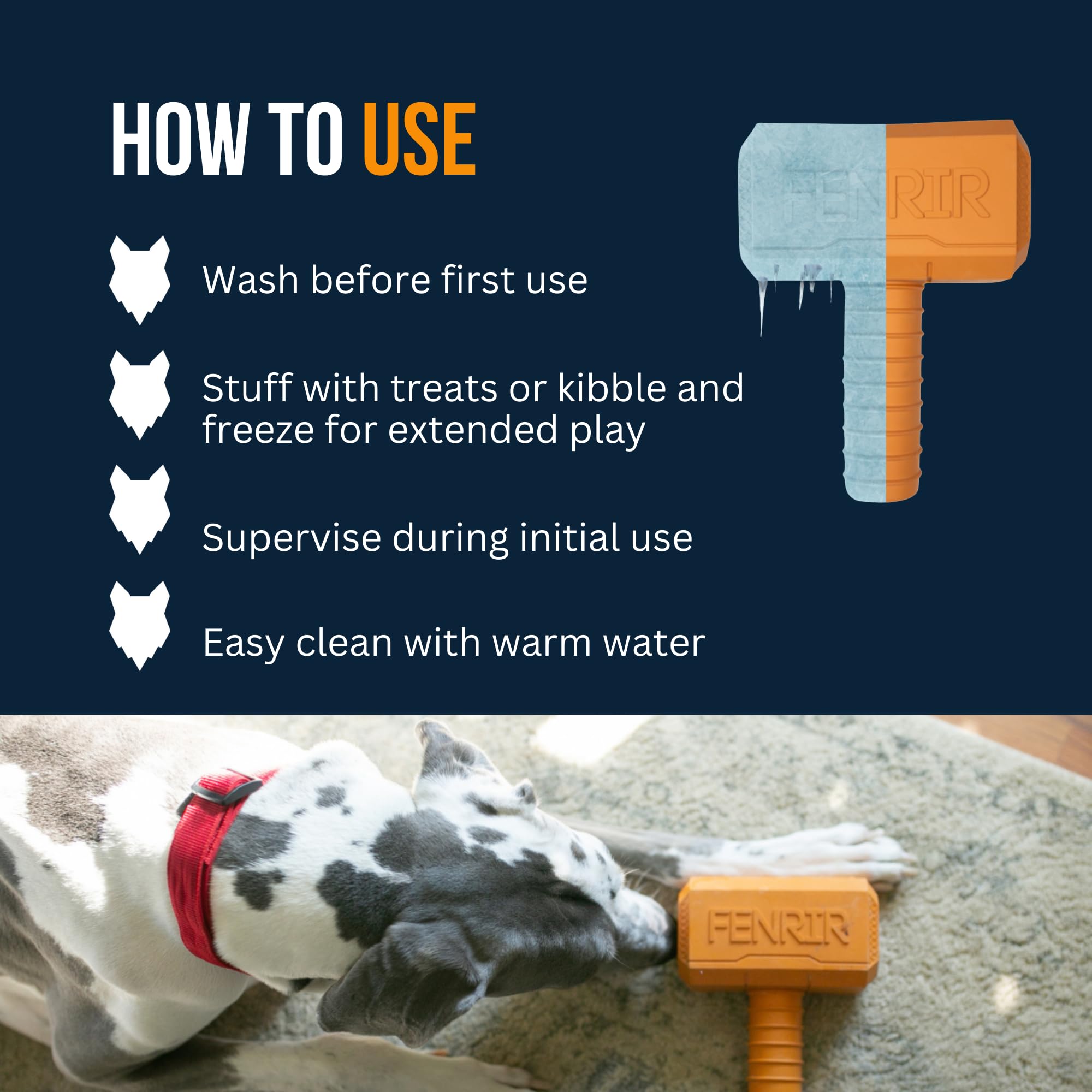 Fenrir Hammer - Juguete masticable para Perros, Juguete de enriquecimiento rellenable de Goma Fuerte para masticadores (Rojo, Grande)