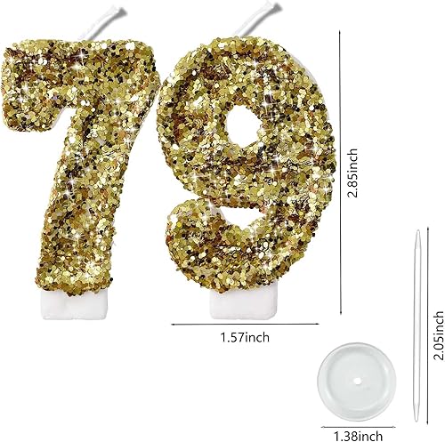 Vista 364 de Velas de números con purpurina azul y negra de 2.8 pulgadas, muchos colores, regalos de cumpleaños 58 y 85, velas de cumpleaños, velas de cumpleaños