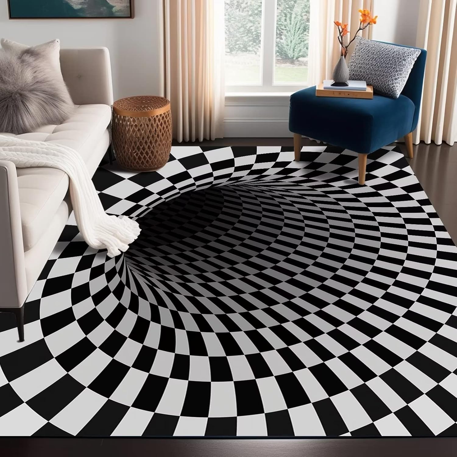 CERYUEE Optical Illusion Area Rug Vortex Trippy Fun