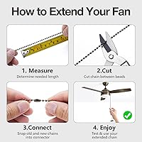 Vista 8 de SmoTecQ Extensor de cadena de ventilador de techo ultra largo, integrado con bombilla decorativa de vidrio esmerilado y cable de ventilador