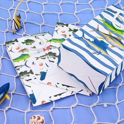Miniatura 6 de WERNNSAI 16 bolsas de regalo para fiesta de pesca con asa para niños, bolsas de regalo de dulces de pesca con asa para niños, suministros de