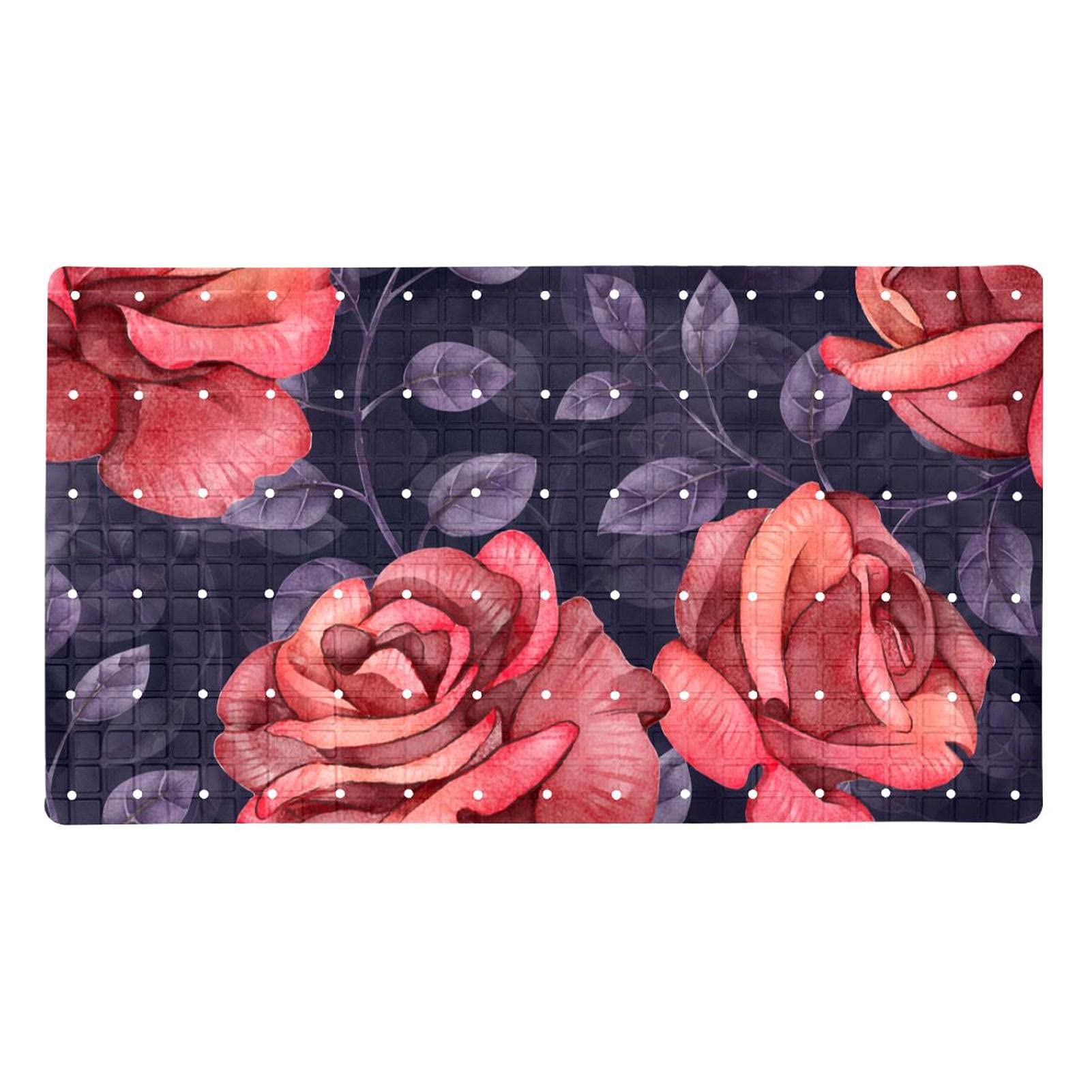 Tapis de salle de bain pour douche et baignoire à fleurs colorées